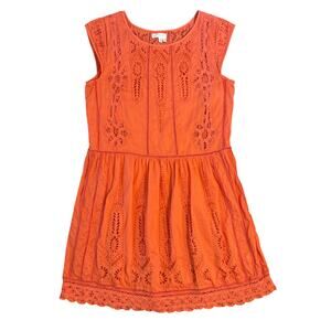 Meadow Rue Anthropologie Women’s Watermelon Ice Dress Lace Cotton Orange Size 8